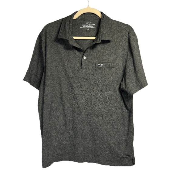 Vineyard Vines Edgartown Polo Men's Medium Gray Golf Performance Stretch Pocket‎ - Picture 1 of 3